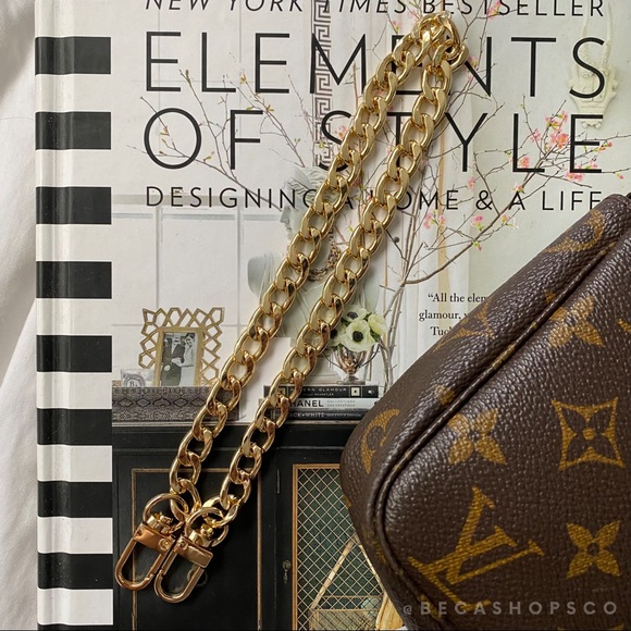 Shoulder Curb Chain Strap Replacement Gold 16” - Picture 5 of 6